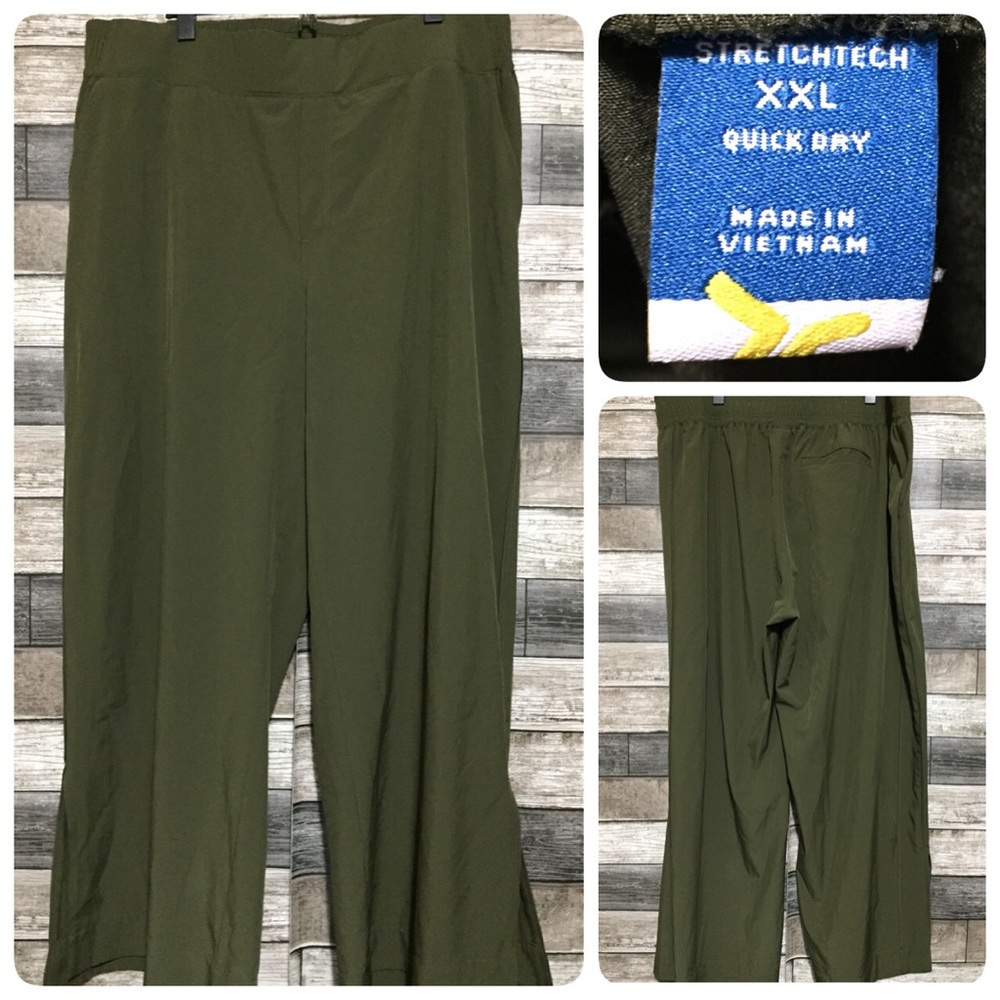Old Navy Stretch Tech Wide Leg Pants Women’s XXL Green (Inseam 30) Split Her